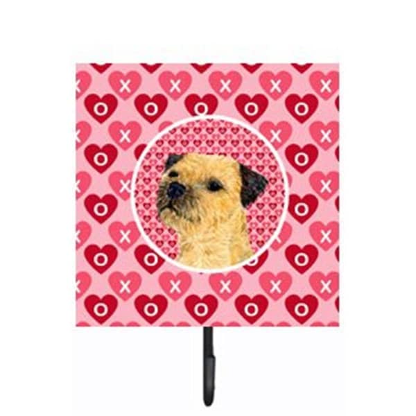 Micasa 4.25 x 7 in. Border Terrier Valentines Love and Hearts Leash Or Key Holder MI628460 - main